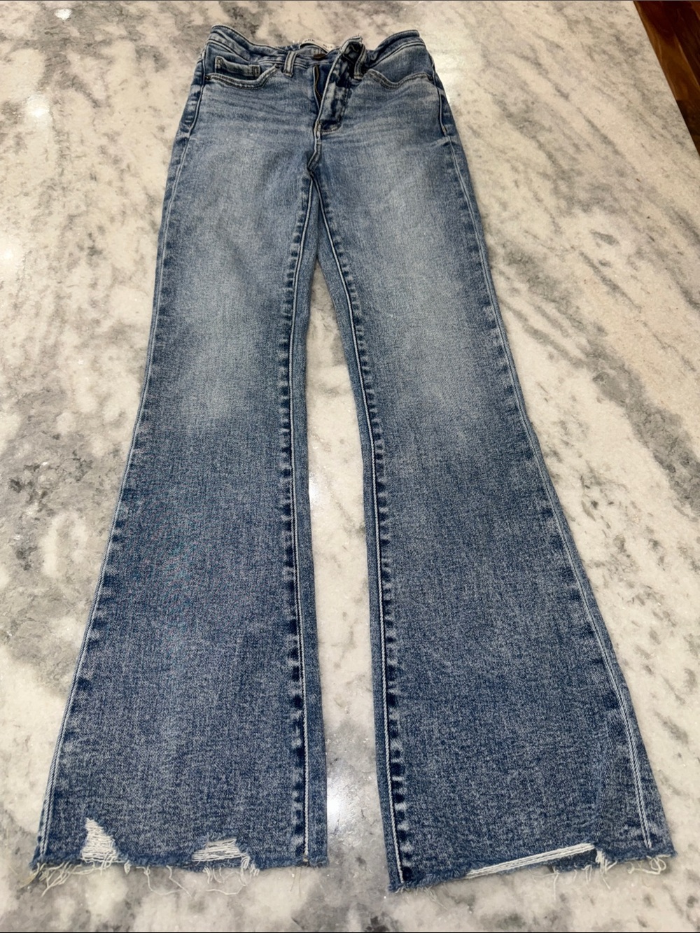 BKE Women's Faded Blue Flare Jeans